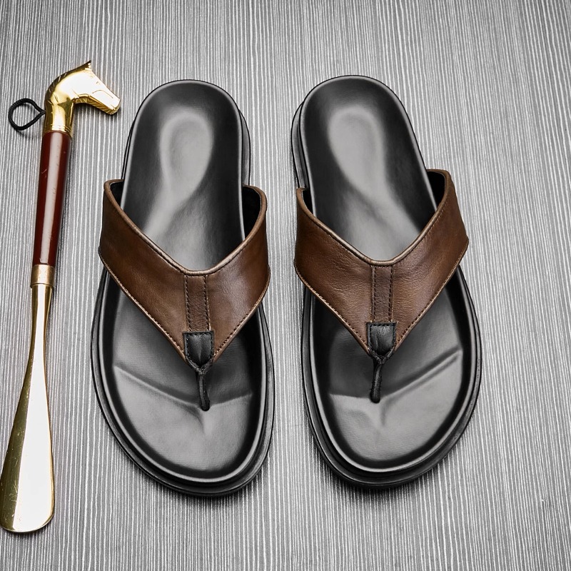 Flip Flop Leather Men - Sandal Jepit Kulit Asli Pria Baru