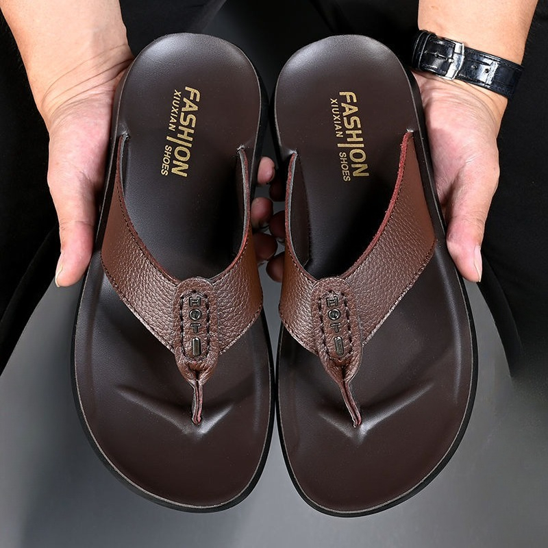 Flip Flop Leather Men - Sandal Jepit Pria Kulit Asli Berkualitas