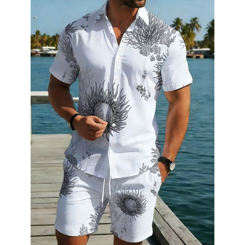Setelan Kemeja & Celana Pendek - Resort Shirt Floral ulasan dan harga