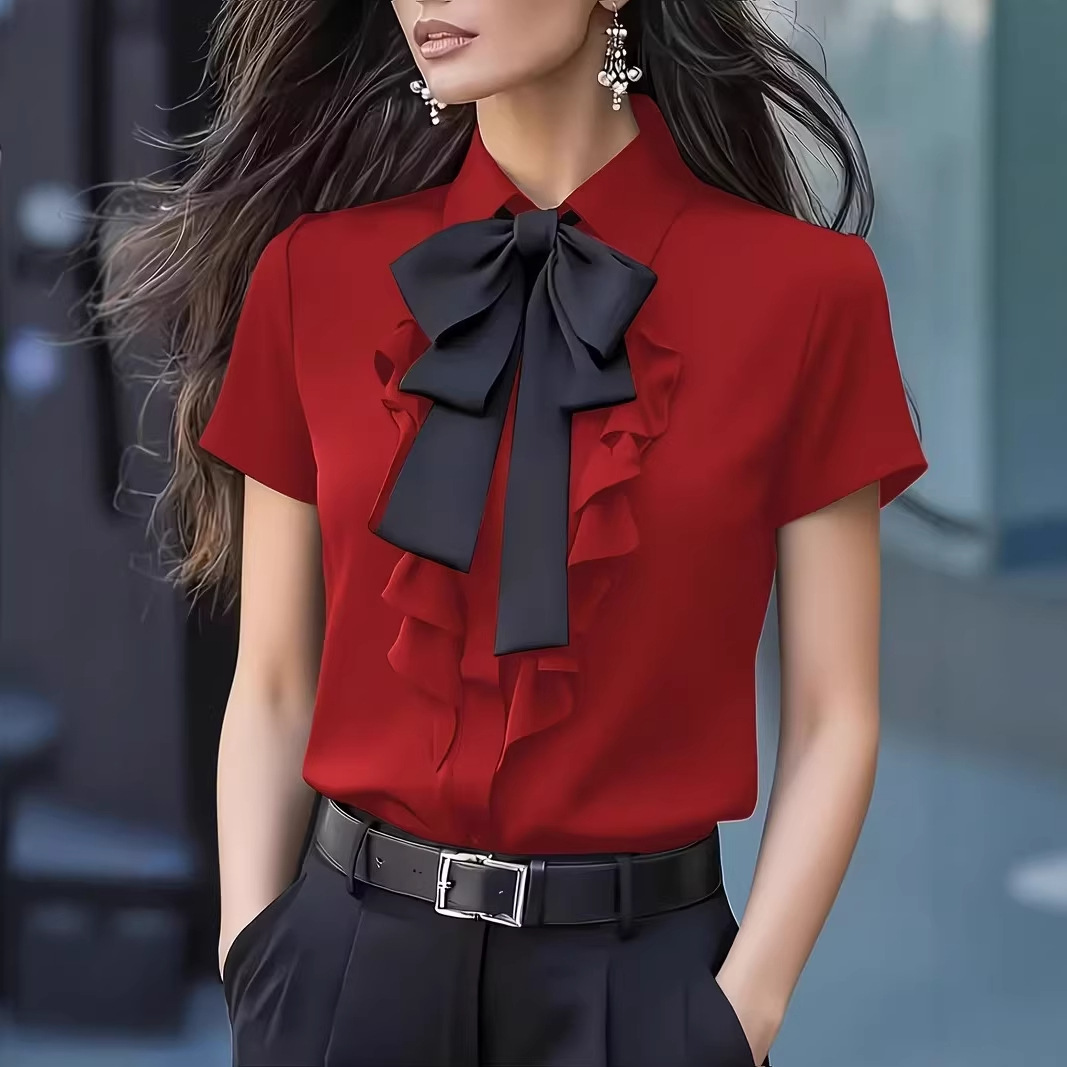 Kemeja Wanita Lengan Pendek de - Shirt Camp Collar ulasan dan harga