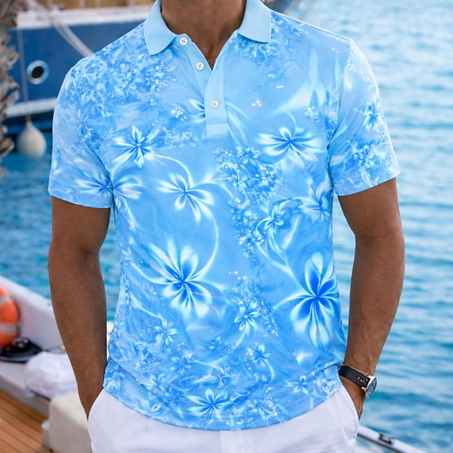 Kemeja Polo Pria Motif Bunga N - Resort Shirt Floral ulasan dan harga
