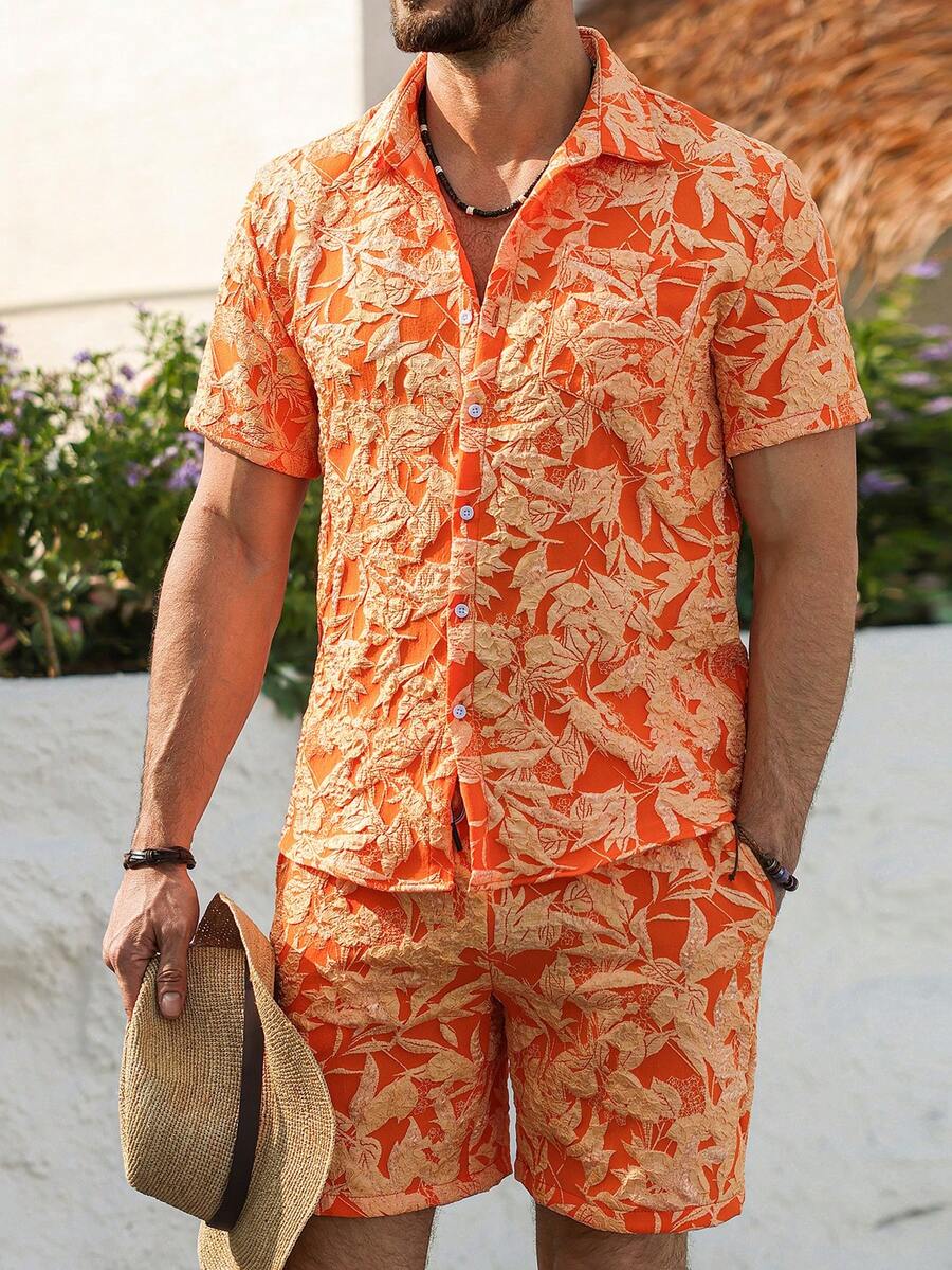 Setelan Pria Genlund Warna Ora - Resort Shirt Floral ulasan dan harga