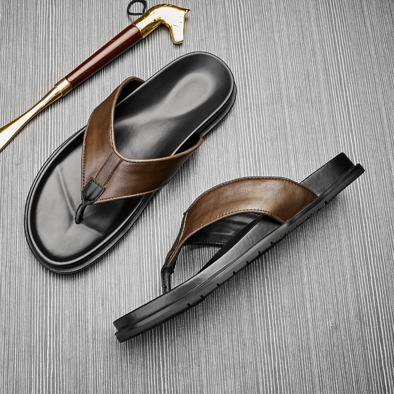 Sandal Jepit Kulit Asli Pria B - Flip Flop Leather Men ulasan dan harga